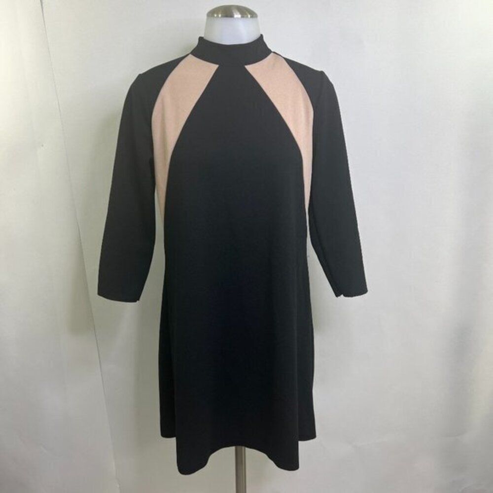 Zara Dress S High Neck Long Sleeve Colorblock‎ Modest Mini Short Shift Sheath